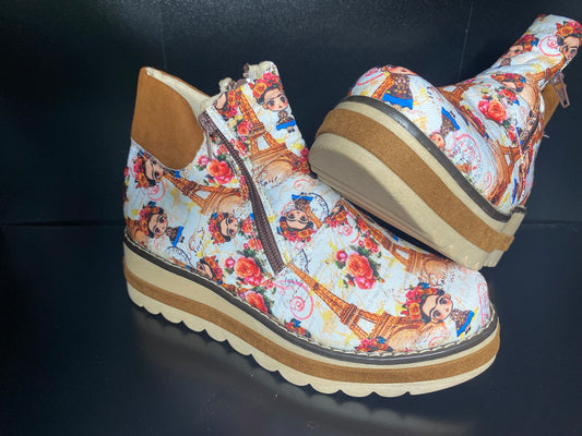 Frida Kahlo Booties - White